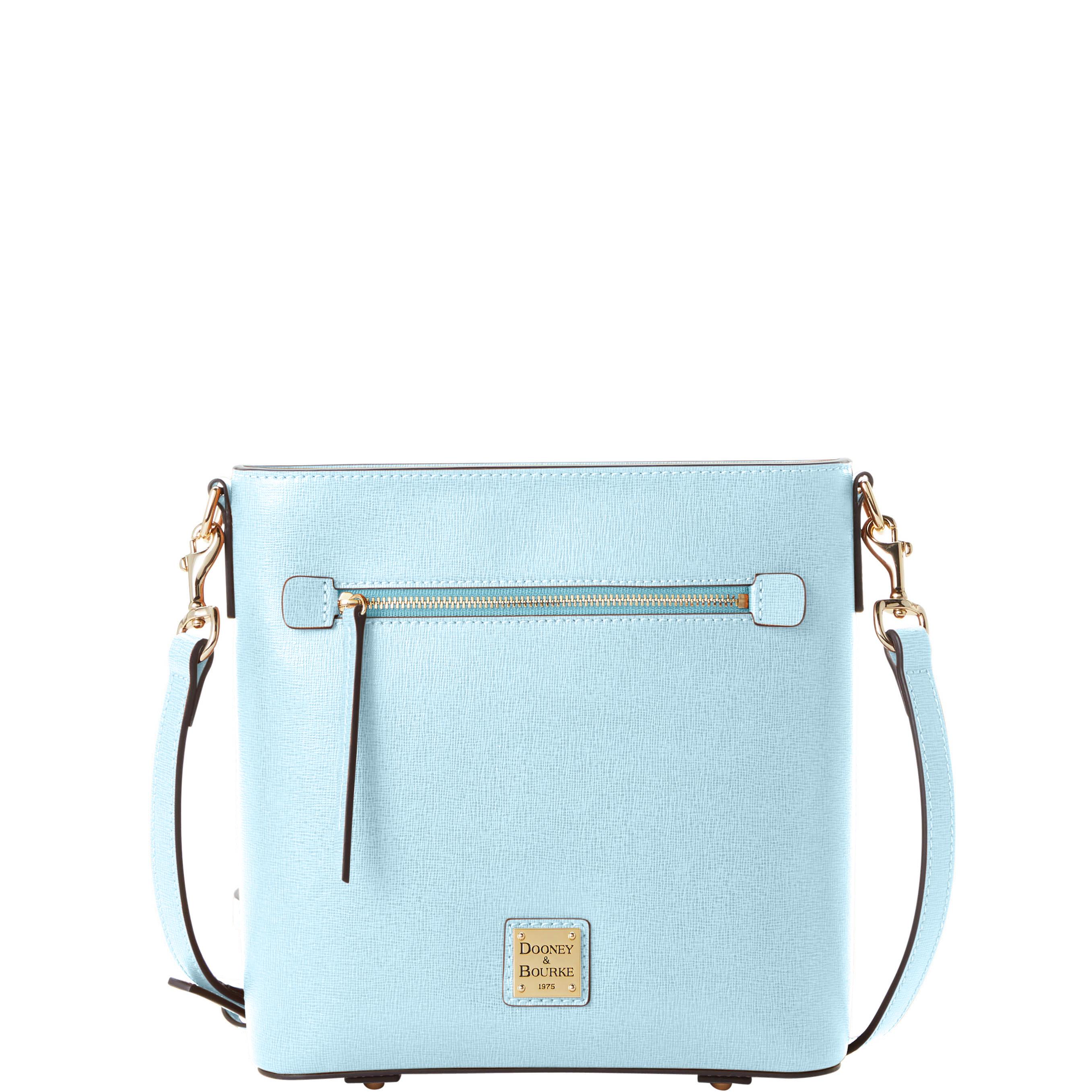 Dooney & Bourke Women's Saffiano Zip Crossbody Leather Shoulder Bag in Pale Blue