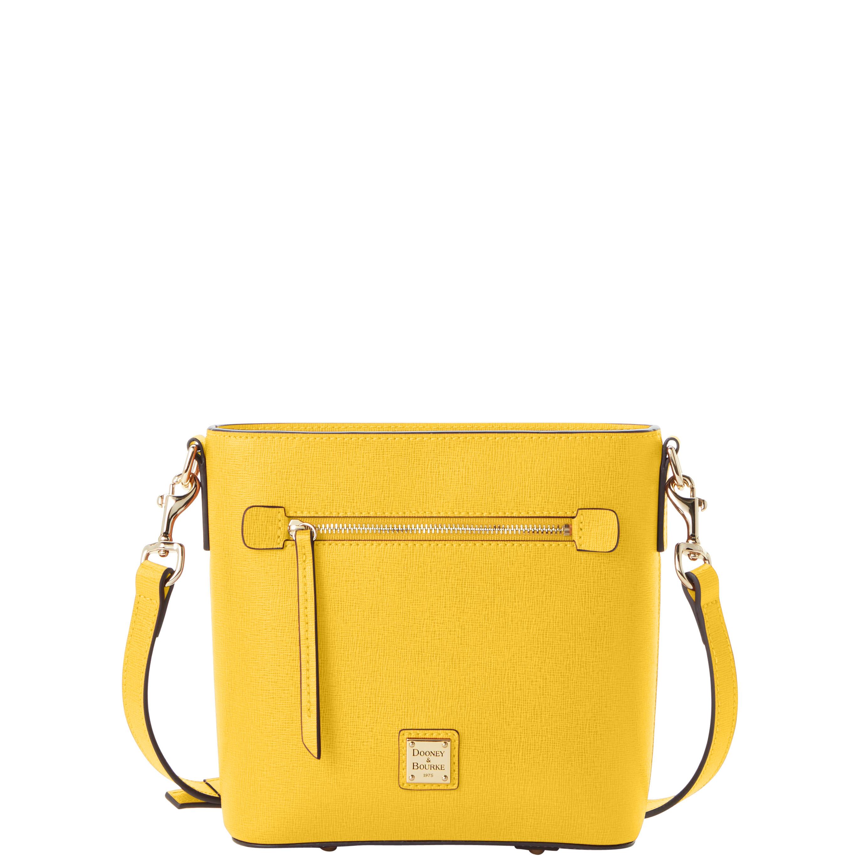 Dooney & Bourke Women's Saffiano Small Zip Crossbody Leather Shoulder Bag in Dandelion