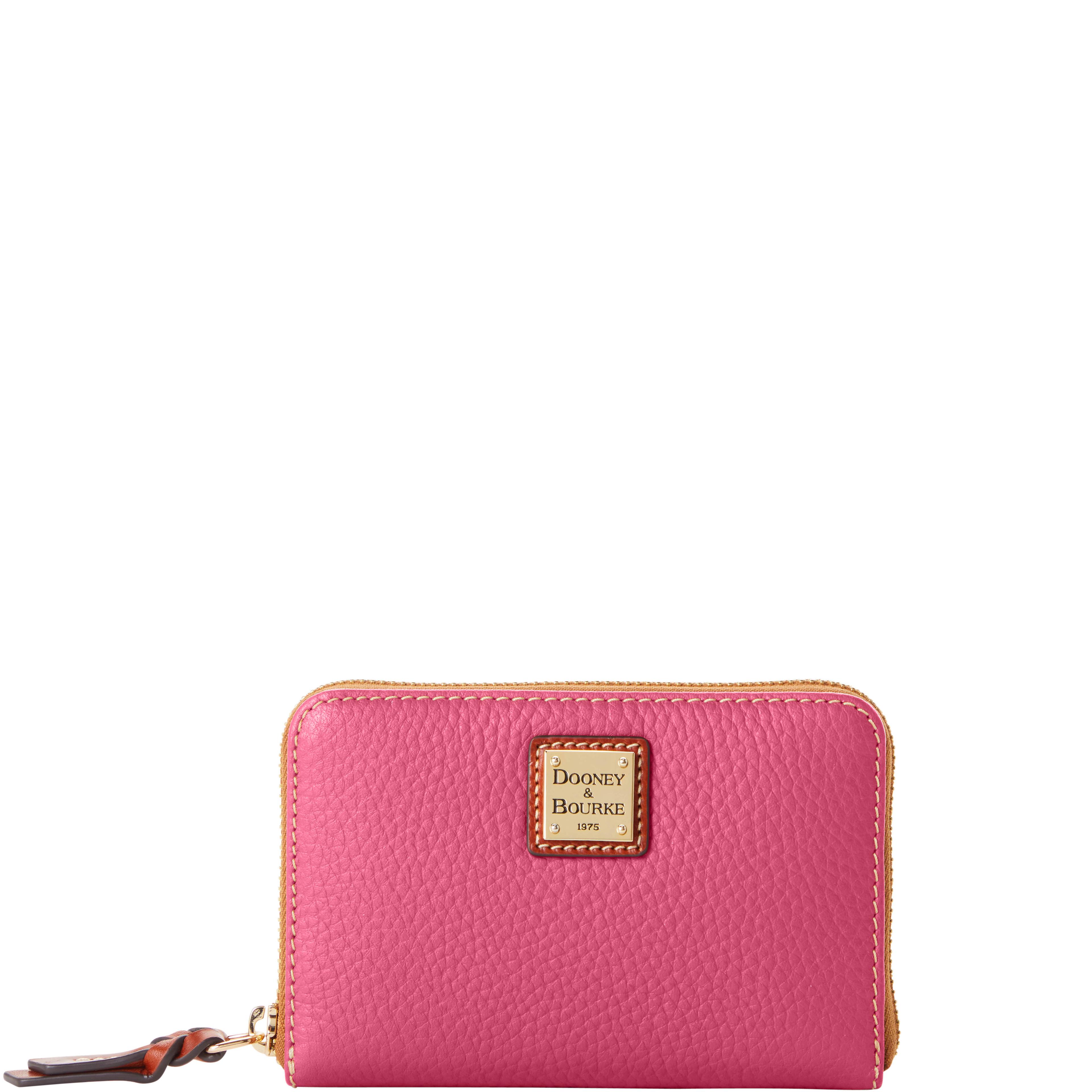Dooney & Bourke Women's Pebble Grain Medium Zip Around Leather Wallet in Hot Pink