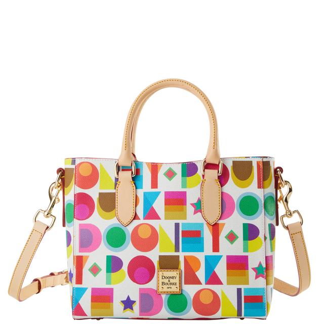 Dooney & Bourke Art Deco Top Handle Coated Cotton Tote Shopping Bag in White