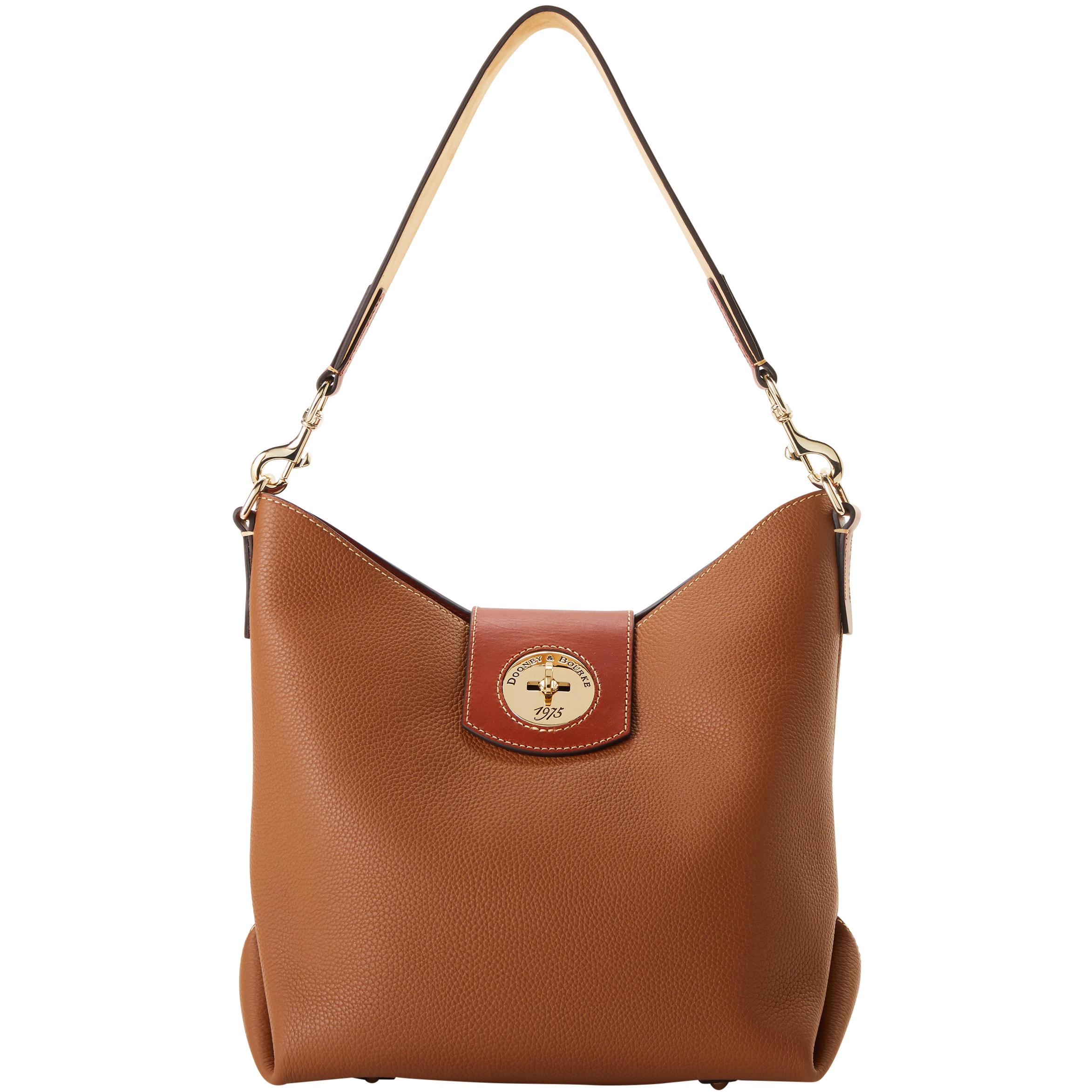 Dooney & Bourke Women's Pebble Turnlock Sac 30 Leather Shoulder Bag in Caramel