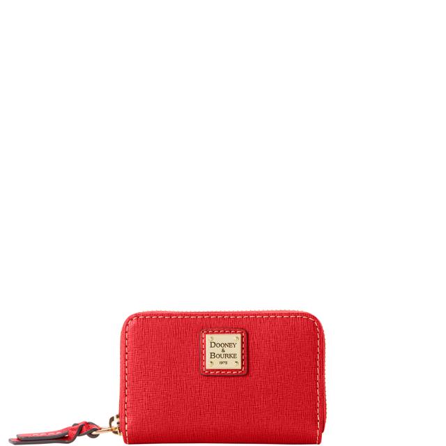 Dooney & Bourke Women's Saffiano Large Zip Around Credit Card Case in Tomato, Leather