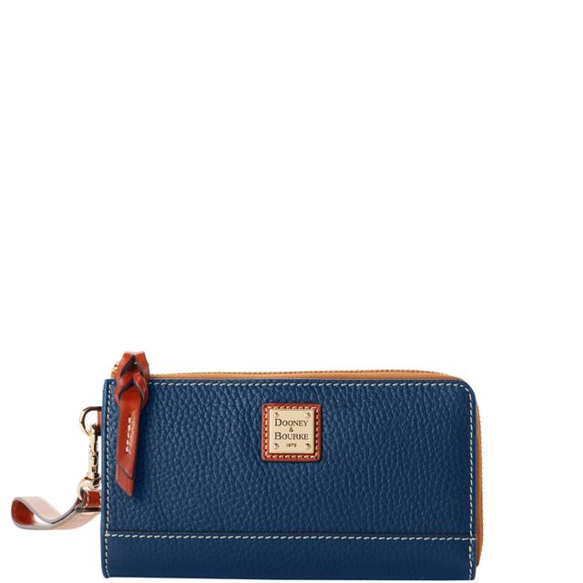 Dooney & Bourke Pebble Grain Folded Zip Leather Wristlet in Jeans