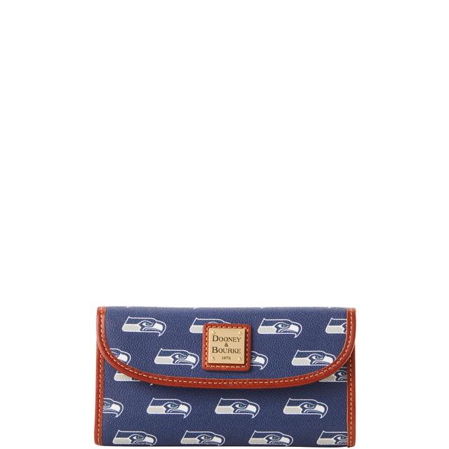 Dooney & Bourke Women's NFL Seahawks Continental Coated Cotton Clutch Bag in Navy