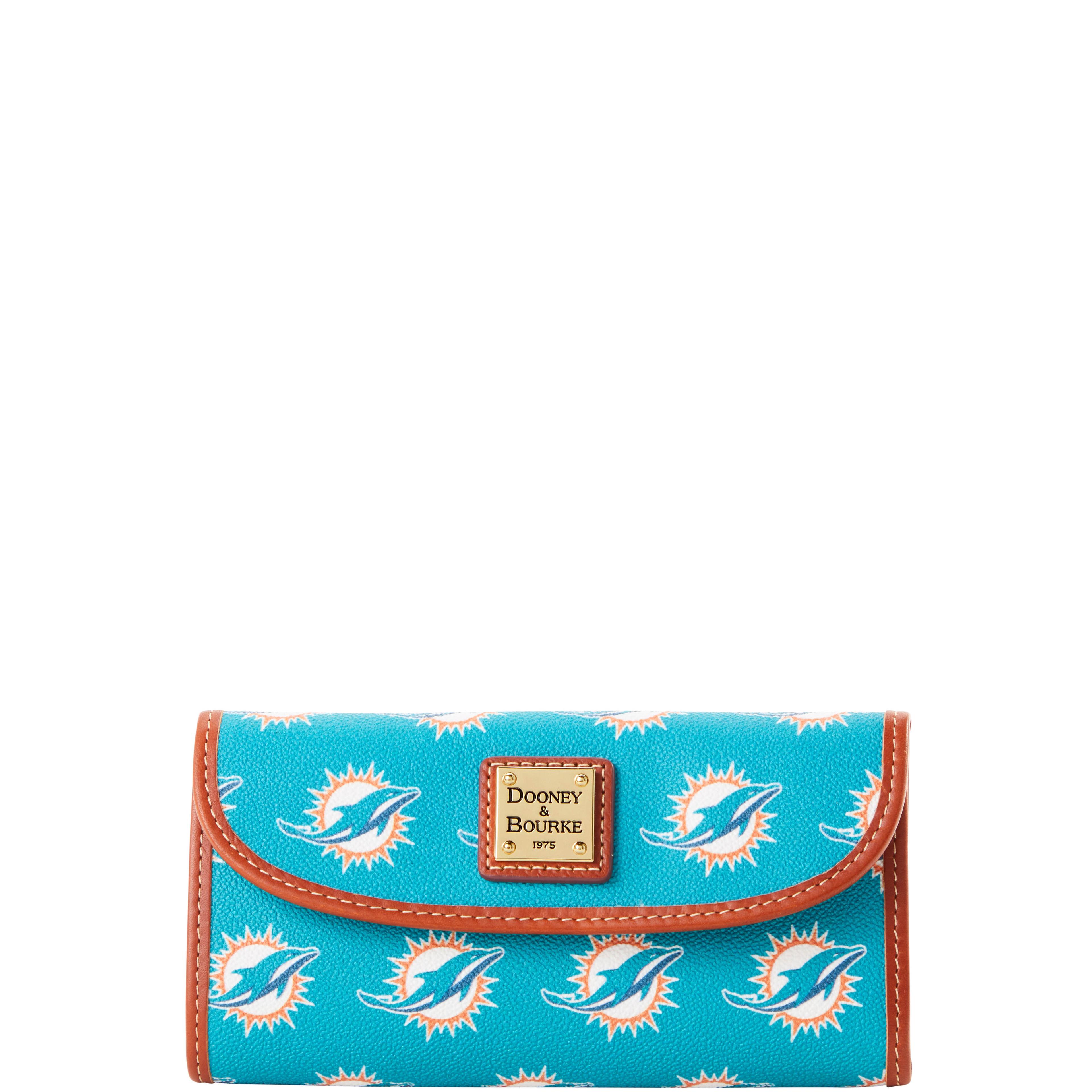 Dooney & Bourke Women's NFL Dolphins Continental Coated Cotton Clutch Bag in Turquoise