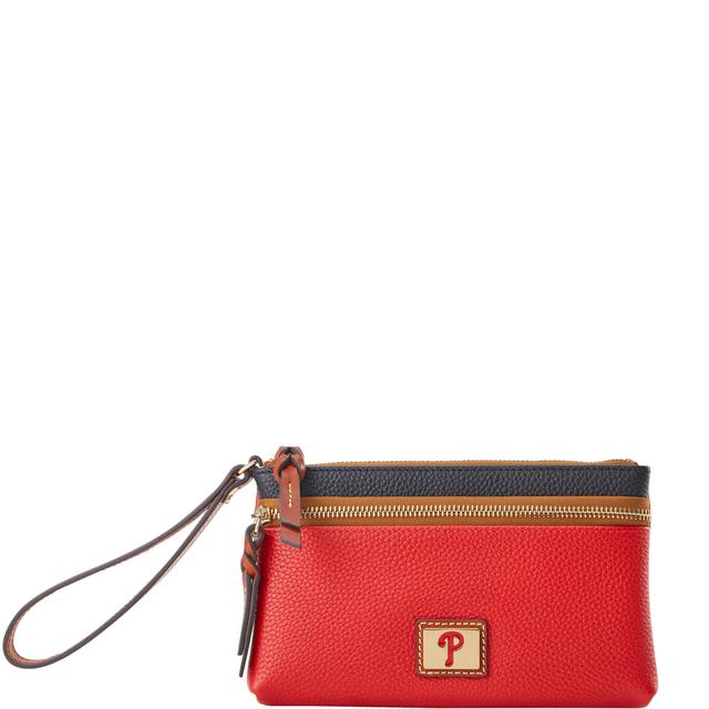 Dooney & Bourke Women's MLB Phillies Double Zip Leather Wristlet in Red