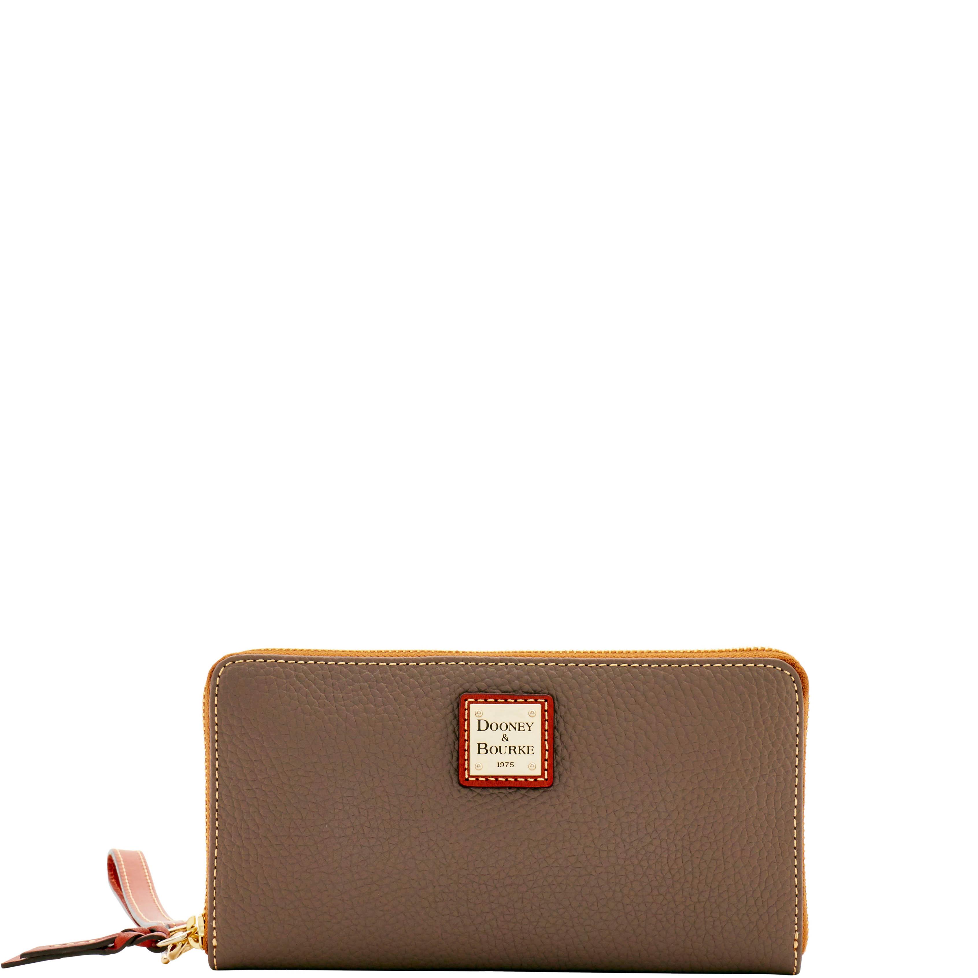 Dooney & Bourke Women's Pebble Grain Large Zip Around Leather Wristlet in Elephant