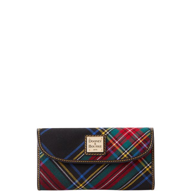 Dooney & Bourke Women's Tartan Continental Leather Clutch Bag in Black