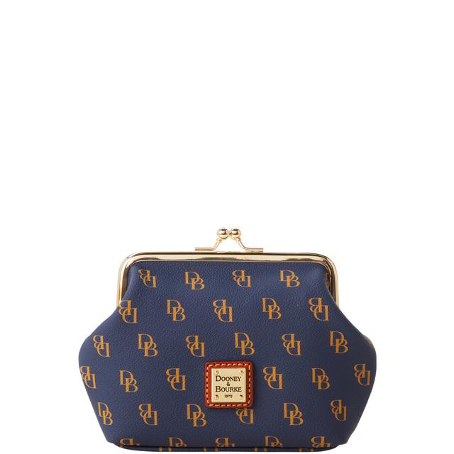 Dooney & Bourke Women's Gretta Large Framed Purse in Navy, Coated Cotton