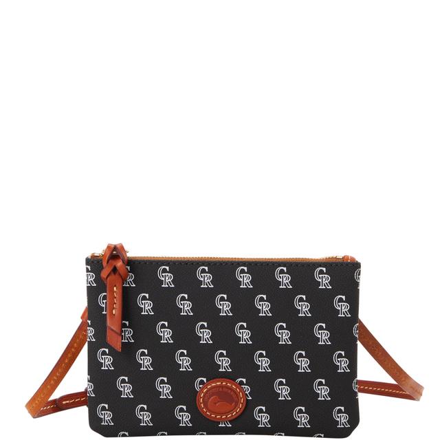 Dooney & Bourke Women's MLB Rockies Top Zip Crossbody Coated Cotton Shoulder Bag in Black