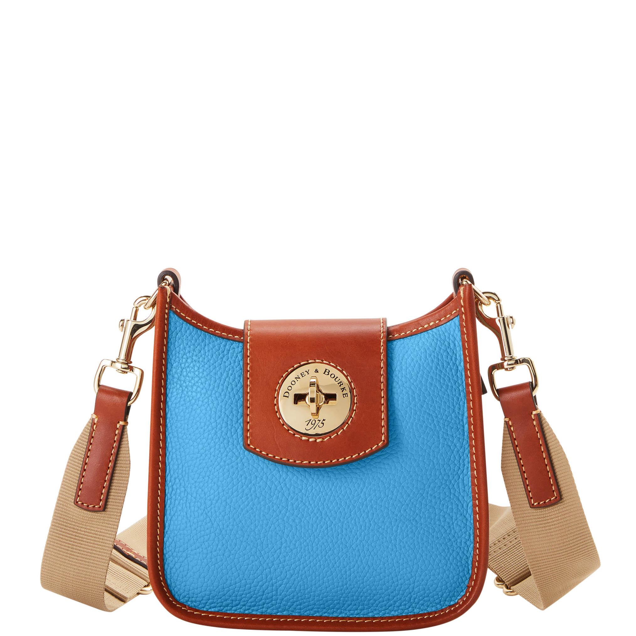 Dooney & Bourke Women's Pebble Turnlock Leather Messenger 20 Bag in Sky Blue