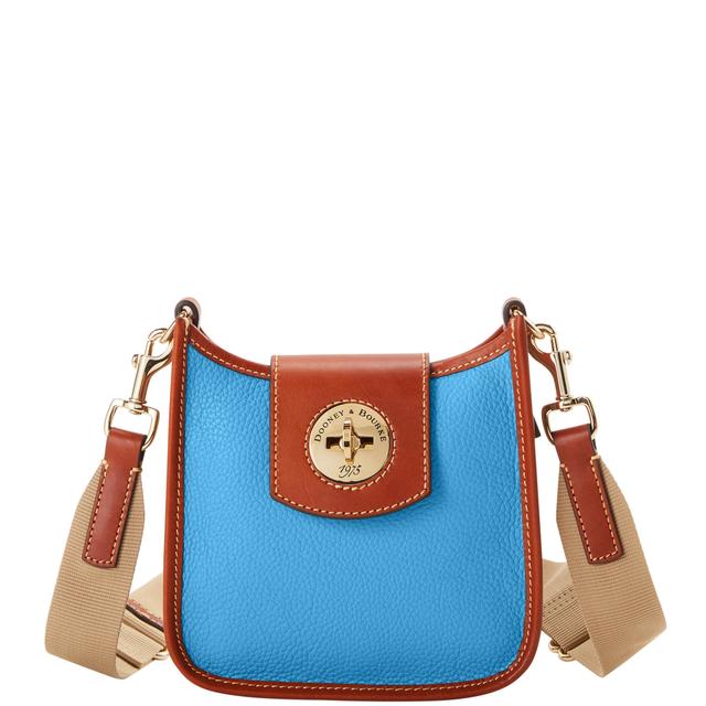 Dooney & Bourke Women's Pebble Turnlock Leather Messenger 20 Bag in Sky Blue
