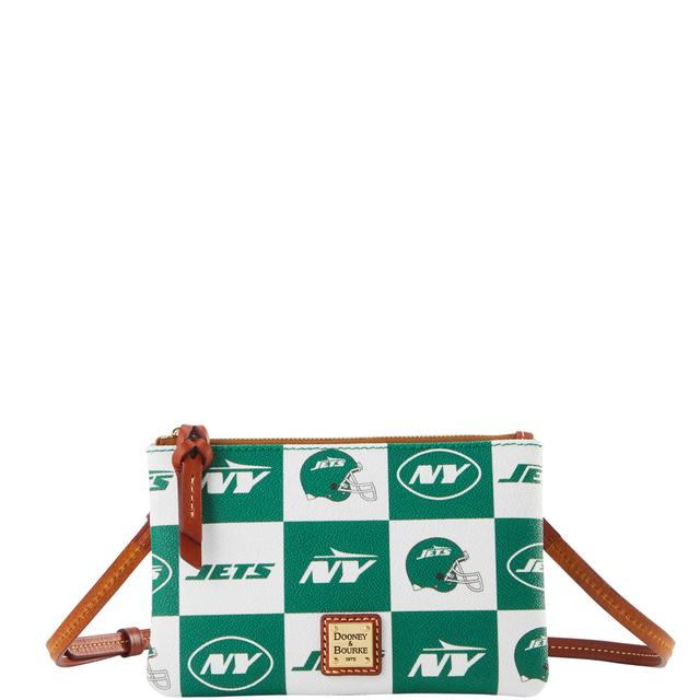 Dooney & Bourke Women's NFL Jets Top Zip Crossbody Coated Cotton Shoulder Bag in Green