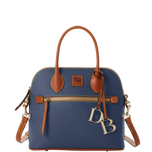 Dooney & Bourke Women's Pebble Grain Domed Leather Satchel Bag in Steel Blue