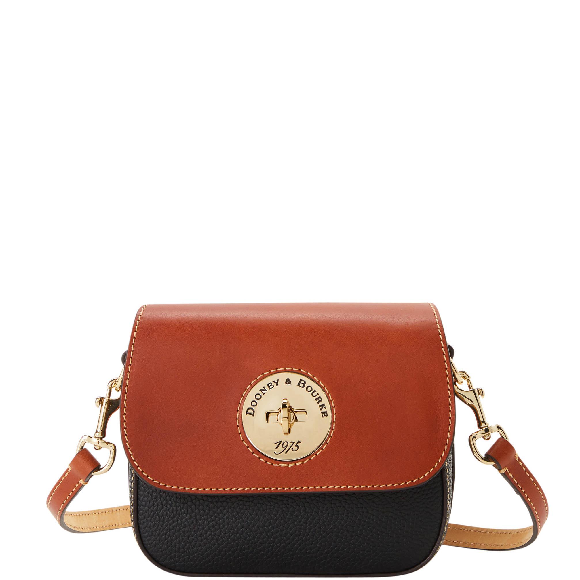 Dooney & Bourke Women's Pebble Turnlock Flap Saddle Leather Crossbody Bag in Black
