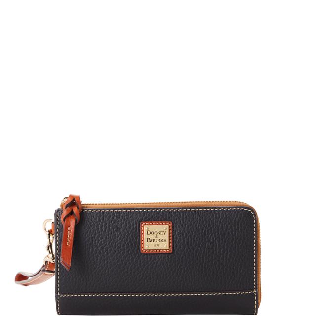 Dooney & Bourke Pebble Grain Folded Zip Leather Wristlet in Black