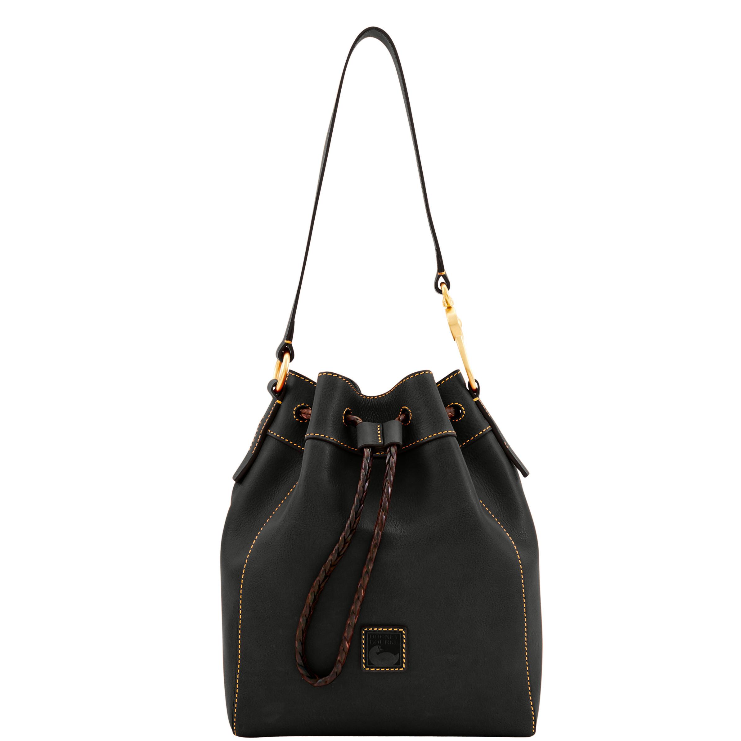 Dooney & Bourke Women's Florentine Hattie Drawstring Leather Shoulder Bag in Black Black