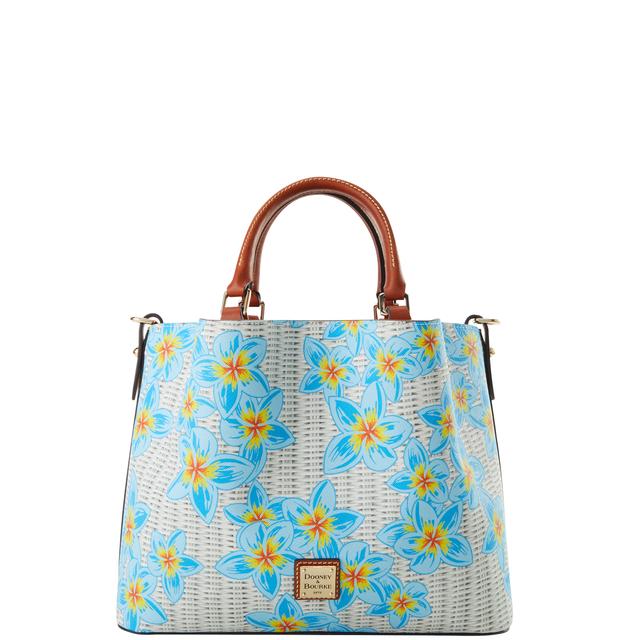 Dooney & Bourke Plumeria Coated Cotton Brenna Bag in Sky Blue White