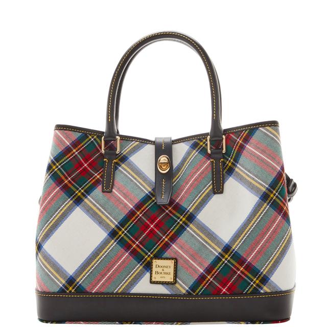 Dooney & Bourke Women's Tartan Perry Leather Satchel Bag in White
