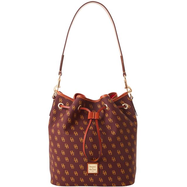 Dooney & Bourke Women's Gretta Drawstring Coated Cotton Shoulder Bag in Bordeaux