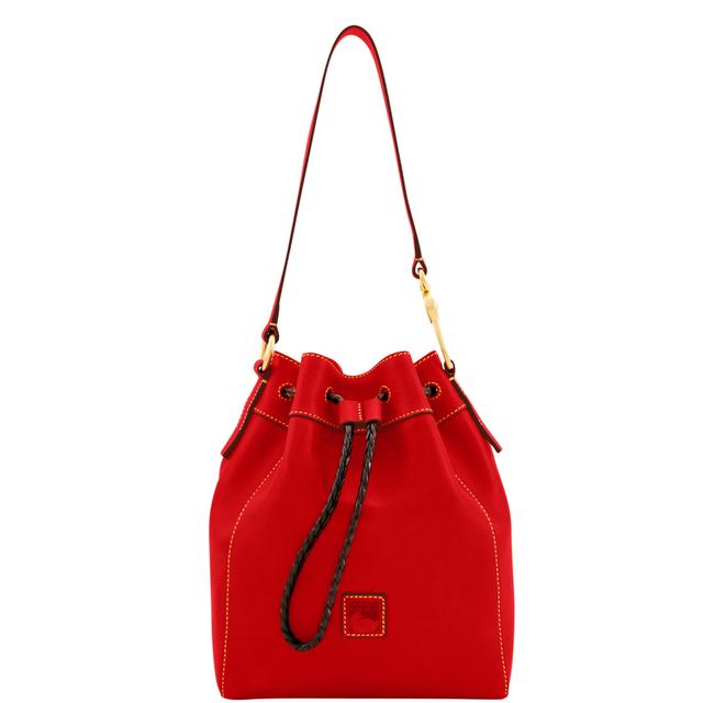 Dooney & Bourke Women's Florentine Hattie Drawstring Leather Shoulder Bag in Red
