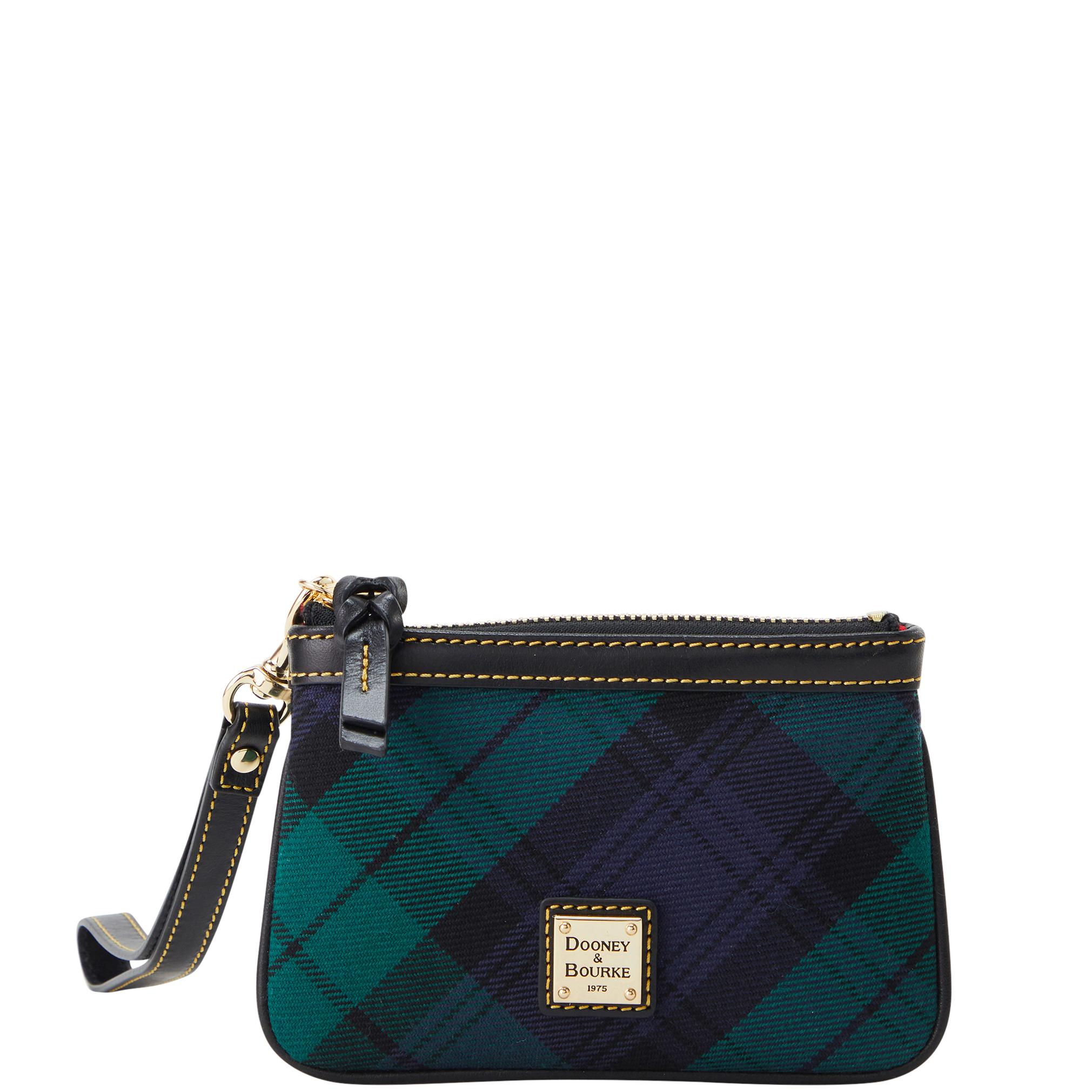 Dooney & Bourke Women's Tartan Medium Leather Wristlet in Navy