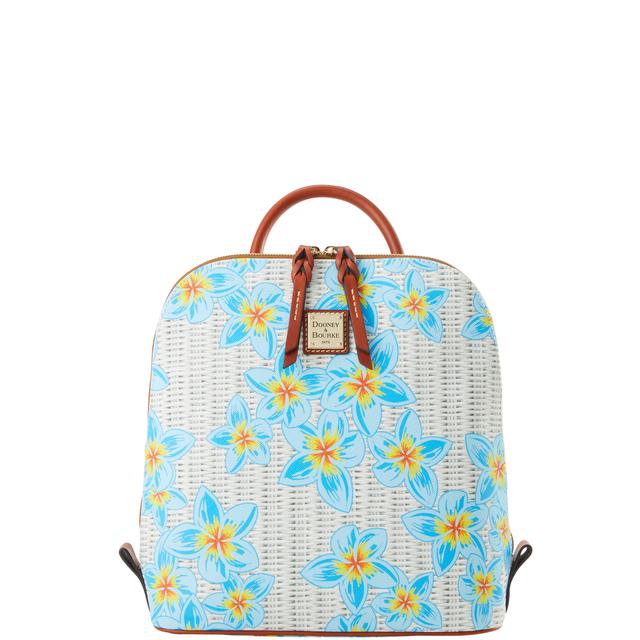 Dooney & Bourke Sky Blue Plumeria Floral Cotton Backpack
