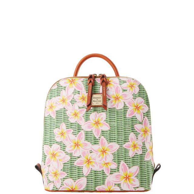 Dooney & Bourke Pink & Green Plumeria Floral Backpack