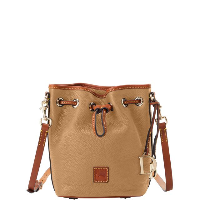 Dooney & Bourke Women's Pebble Grain Small Drawstring Leather Shoulder Bag in Light Taupe