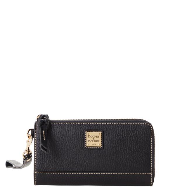 Dooney & Bourke Pebble Grain Folded Zip Leather Wristlet in Black Black