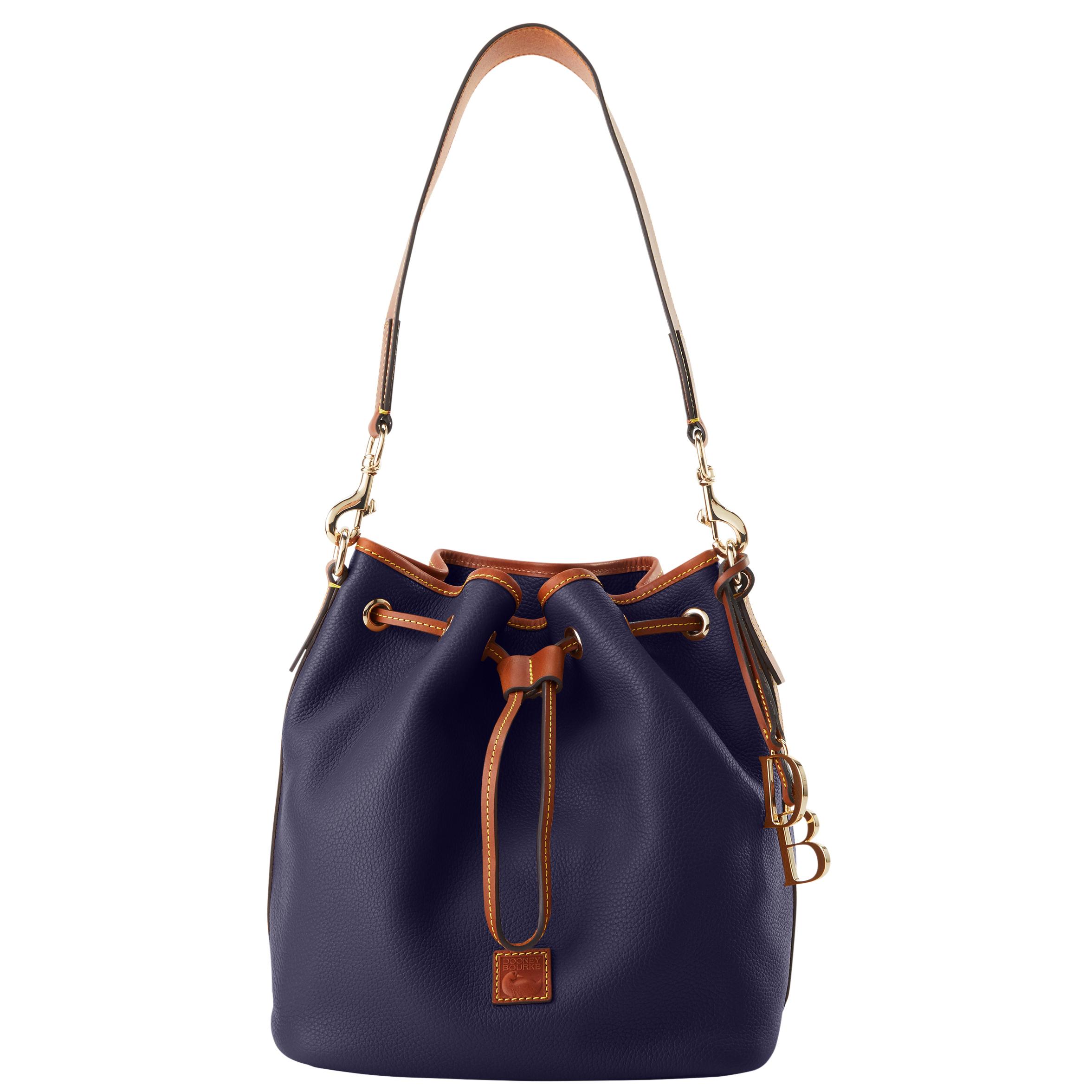 Dooney & Bourke Women's Pebble Grain Drawstring Leather Shoulder Bag in Midnight Blue