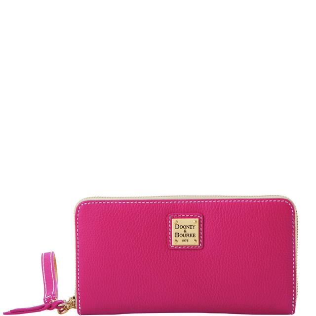 Dooney & Bourke Women's Lucca Leather Large Zip Around Wristlet in Fuchsia