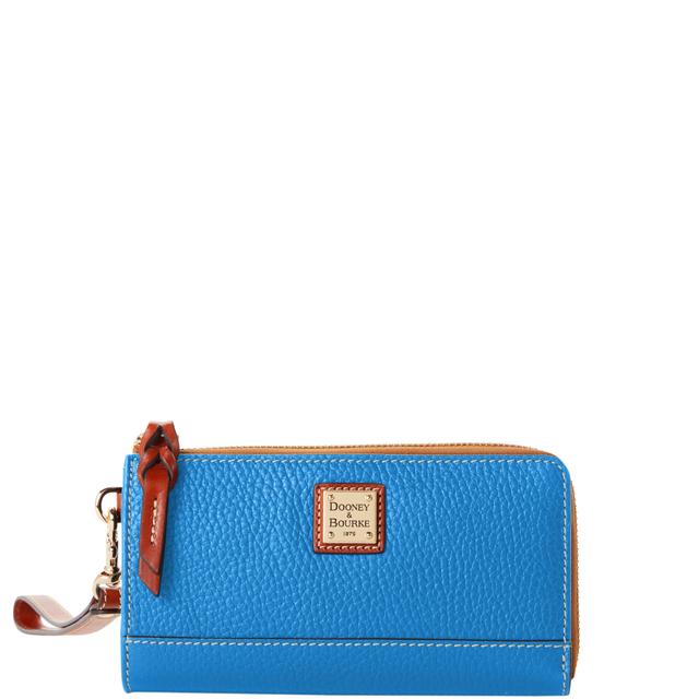 Dooney & Bourke Pebble Grain Folded Zip Leather Wristlet in Azure