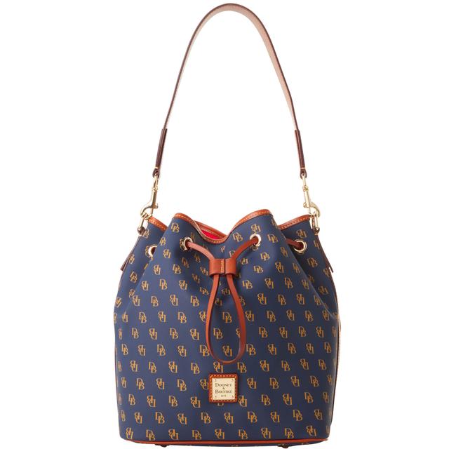 Dooney & Bourke Women's Gretta Drawstring Coated Cotton Shoulder Bag in Navy