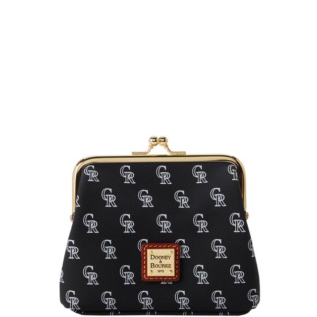 Dooney & Bourke Women's MLB Rockies Large Framed Purse in Black, Coated Cotton
