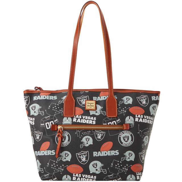 Dooney & Bourke Women's NFL Raiders Zip Coated Cotton Tote Shopping Bag in Black