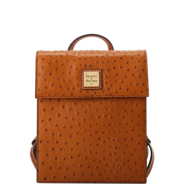 Dooney & Bourke Women's Ostrich Leather Backpack in Caramel Brandy