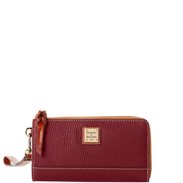 Dooney & Bourke Pebble Grain Folded Zip Leather Wristlet in Bordeaux