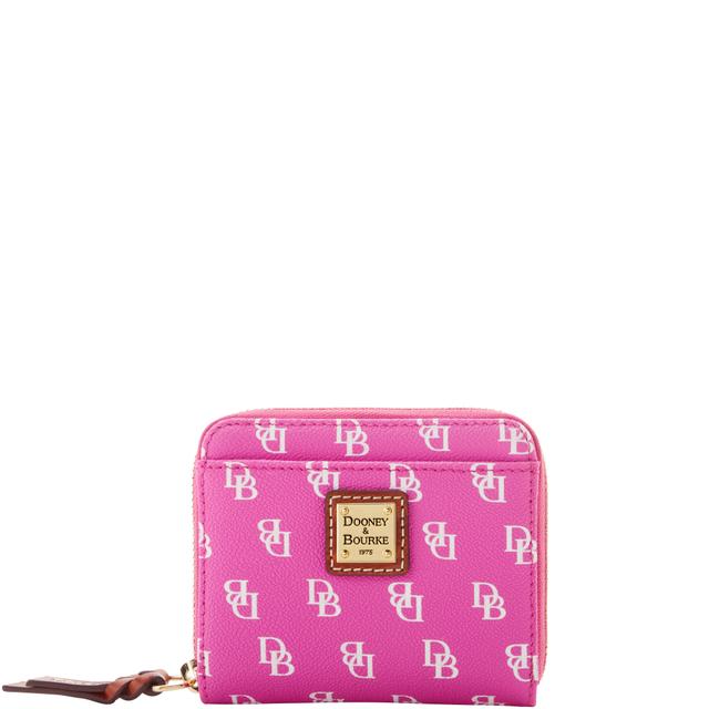 Dooney & Bourke Women's Gretta Small Zip Around Coated Cotton Wallet in Fuchsia