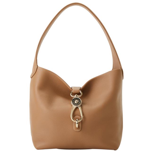 Dooney & Bourke Women's Sorrento Logo Lock Sac Leather Shoulder Bag in Camel