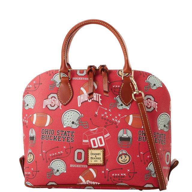 Dooney & Bourke Women's Collegiate Ohio State University Zip Zip Coated Cotton Satchel Bag in Red