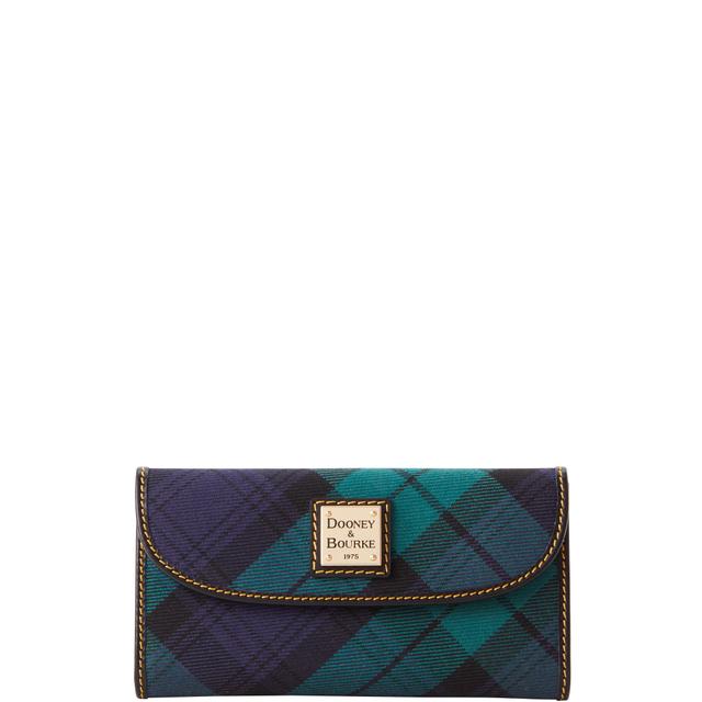 Dooney & Bourke Women's Tartan Continental Leather Clutch Bag in Navy