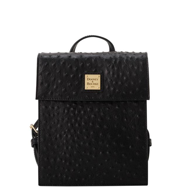 Dooney & Bourke Women's Ostrich Leather Backpack in Black Black
