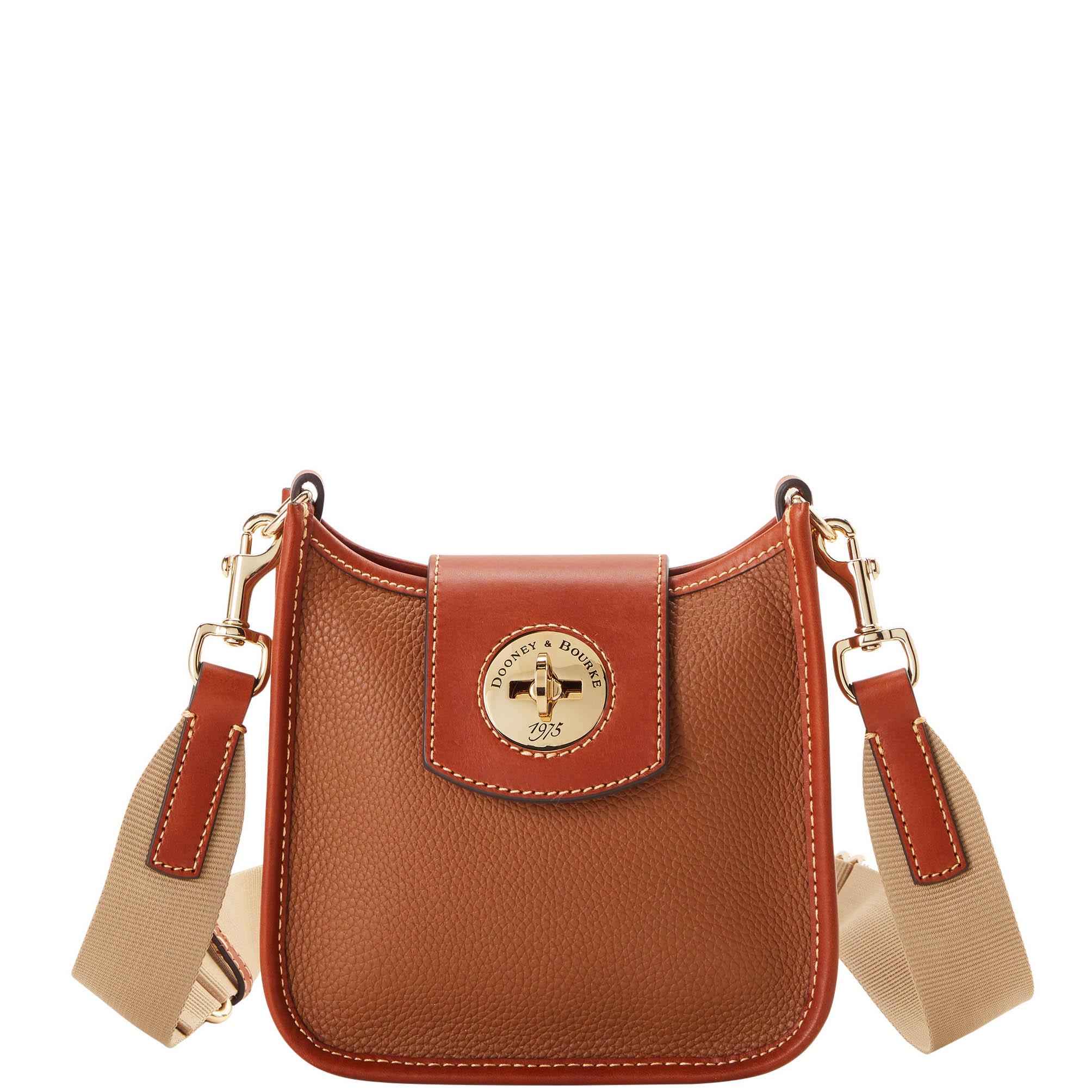 Dooney & Bourke Women's Pebble Turnlock Leather Messenger 20 Bag in Caramel