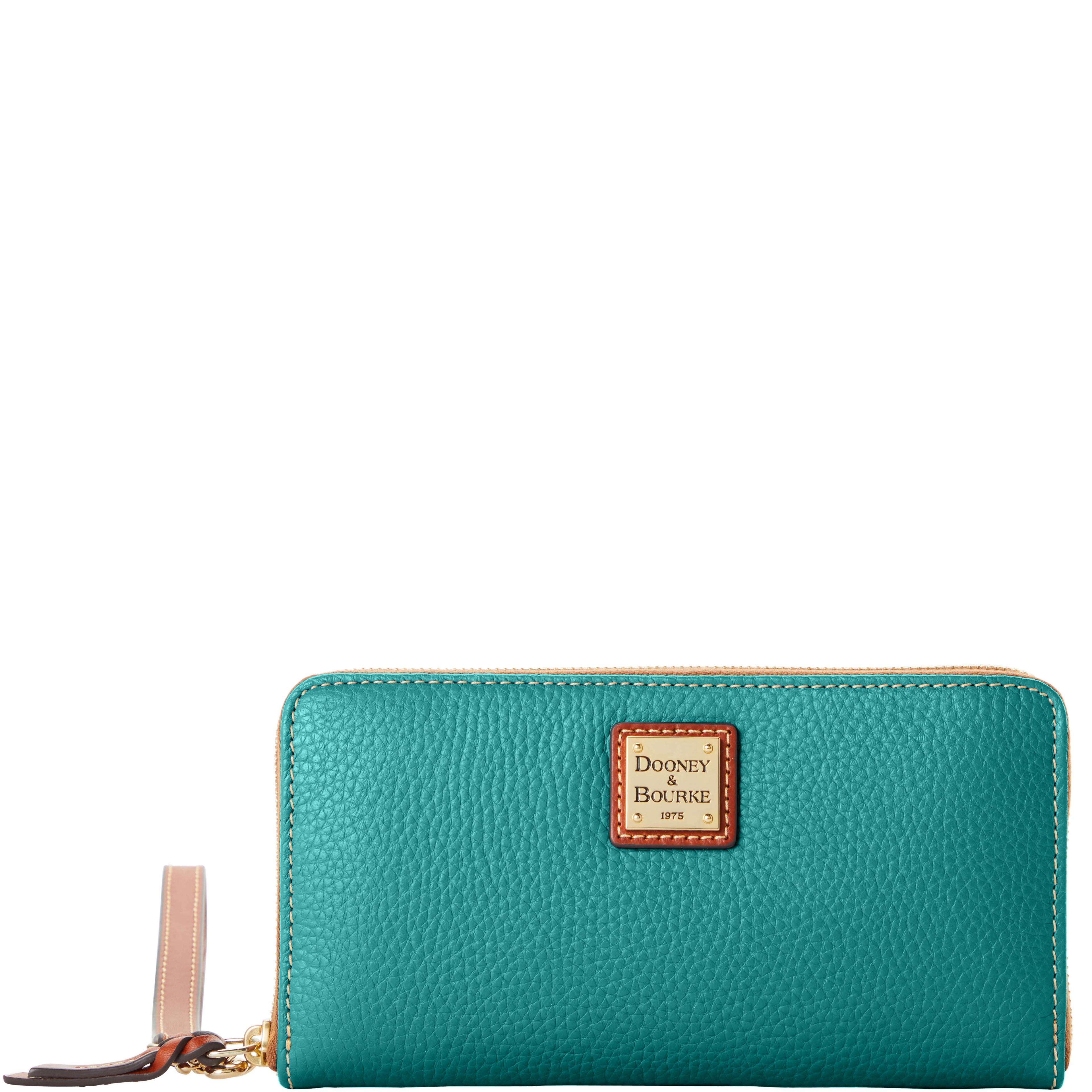 Dooney & Bourke Women's Pebble Grain Large Zip Around Leather Wristlet in Spearmint