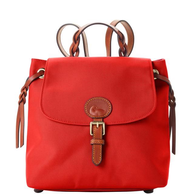 Dooney & Bourke Women's Nylon Flap Fabric Backpack in Red
