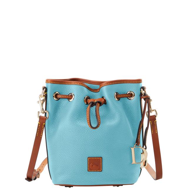 Dooney & Bourke Women's Pebble Grain Small Drawstring Leather Shoulder Bag in Caribbean Blue