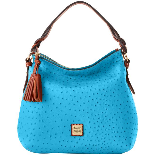 Dooney & Bourke Women's Ostrich Twist Strap Hobo Leather Shoulder Bag in Sky Blue