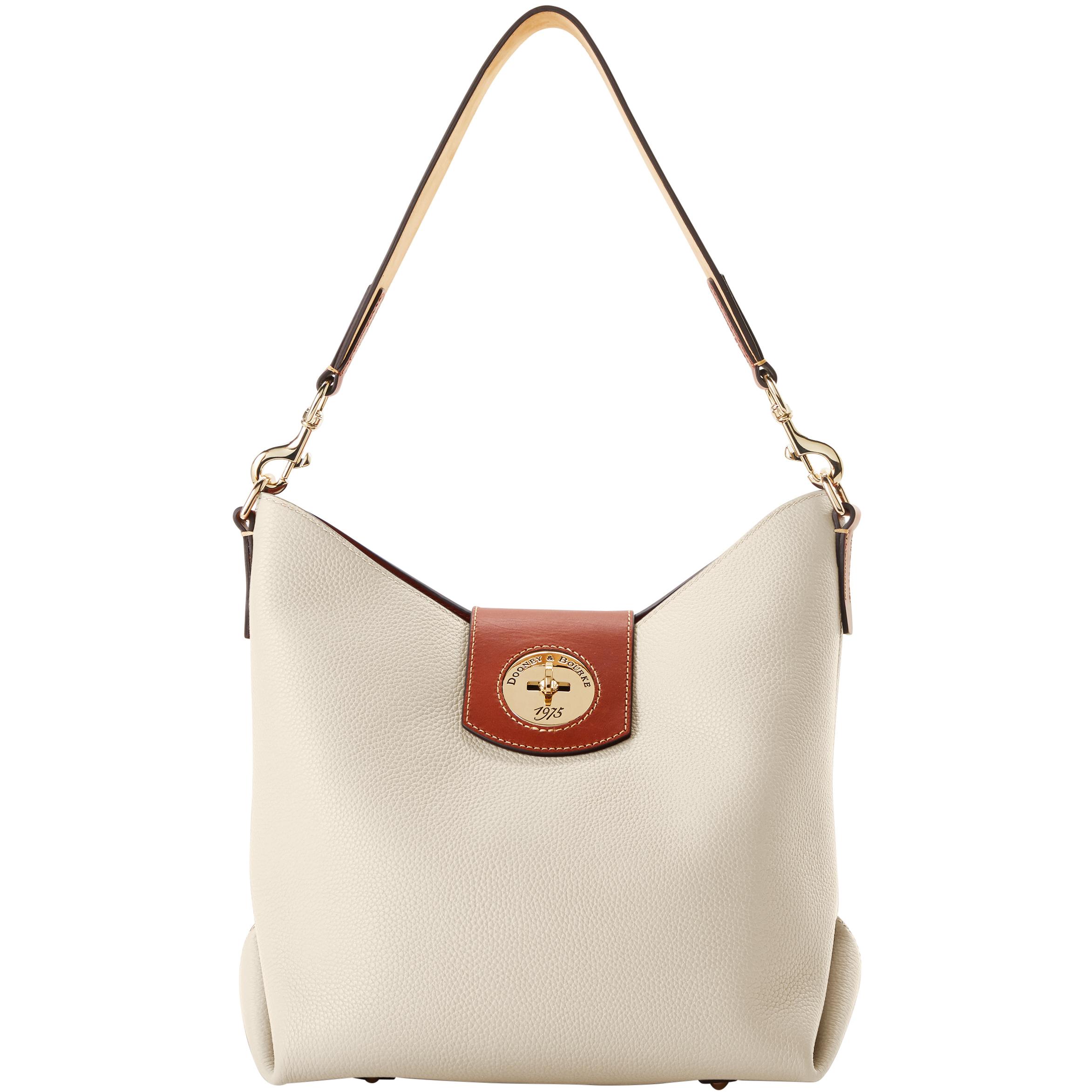 Dooney & Bourke Women's Pebble Turnlock Sac 30 Leather Shoulder Bag in Bone