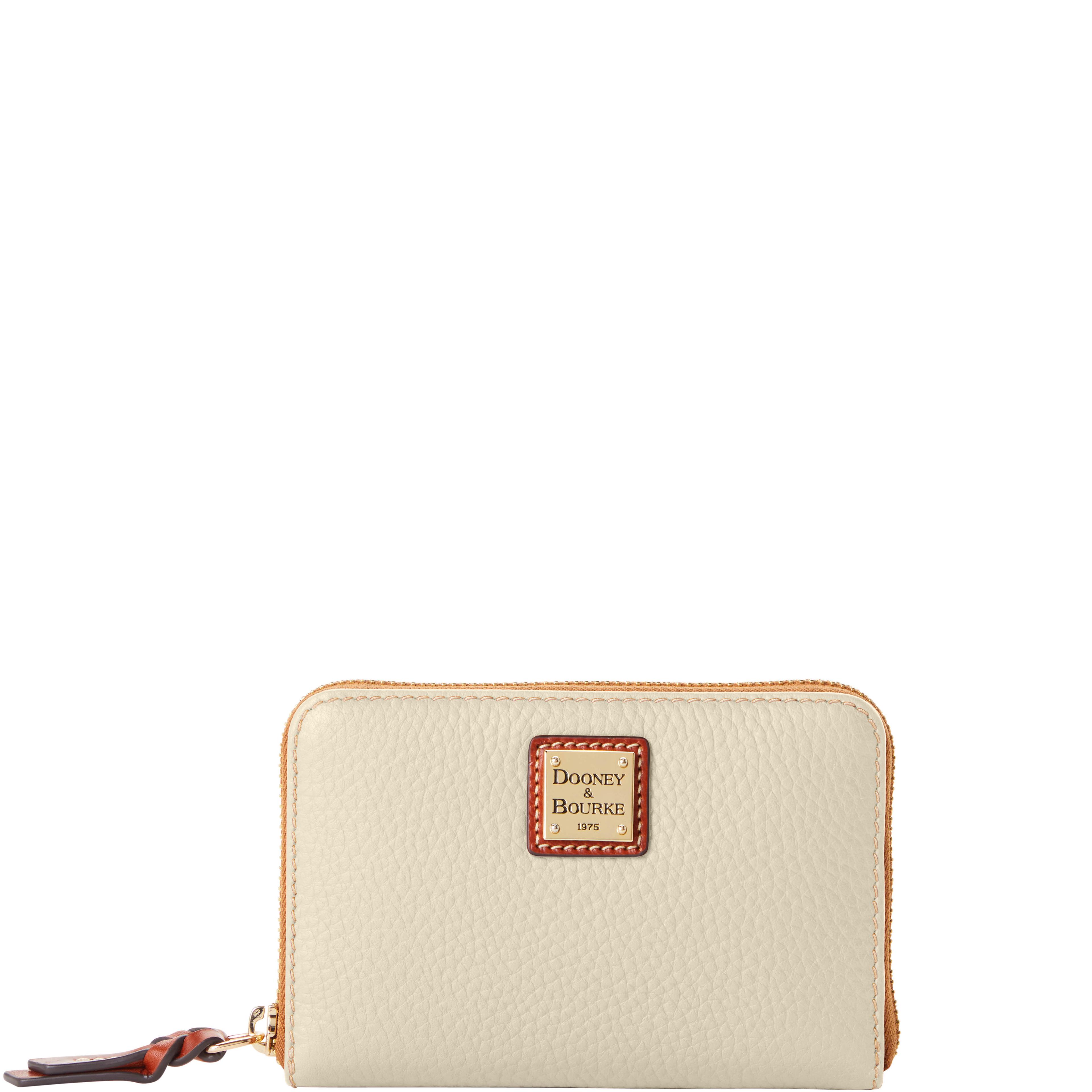 Dooney & Bourke Women's Pebble Grain Medium Zip Around Leather Wallet in Bone